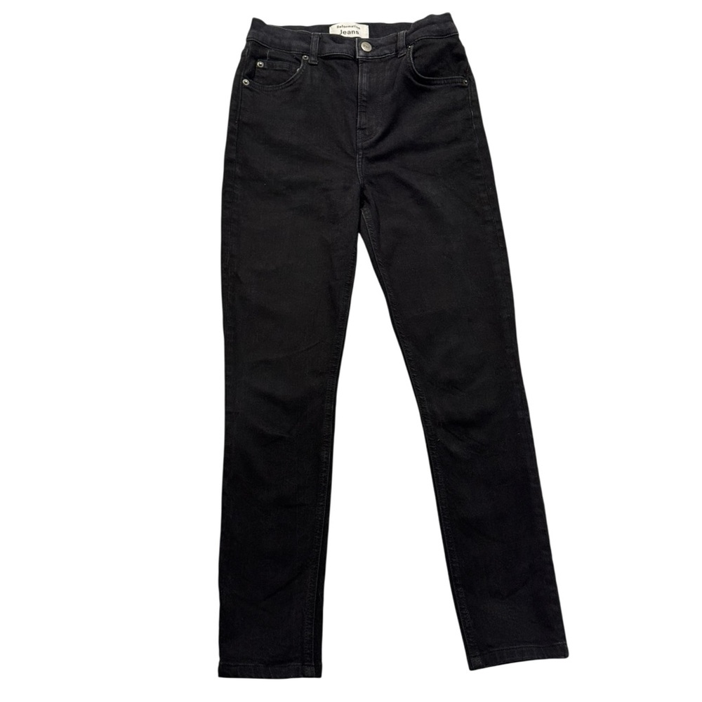 Reformation Jeans High Rise Skinny Leg Size 27 Black Wash Stretch Denim
